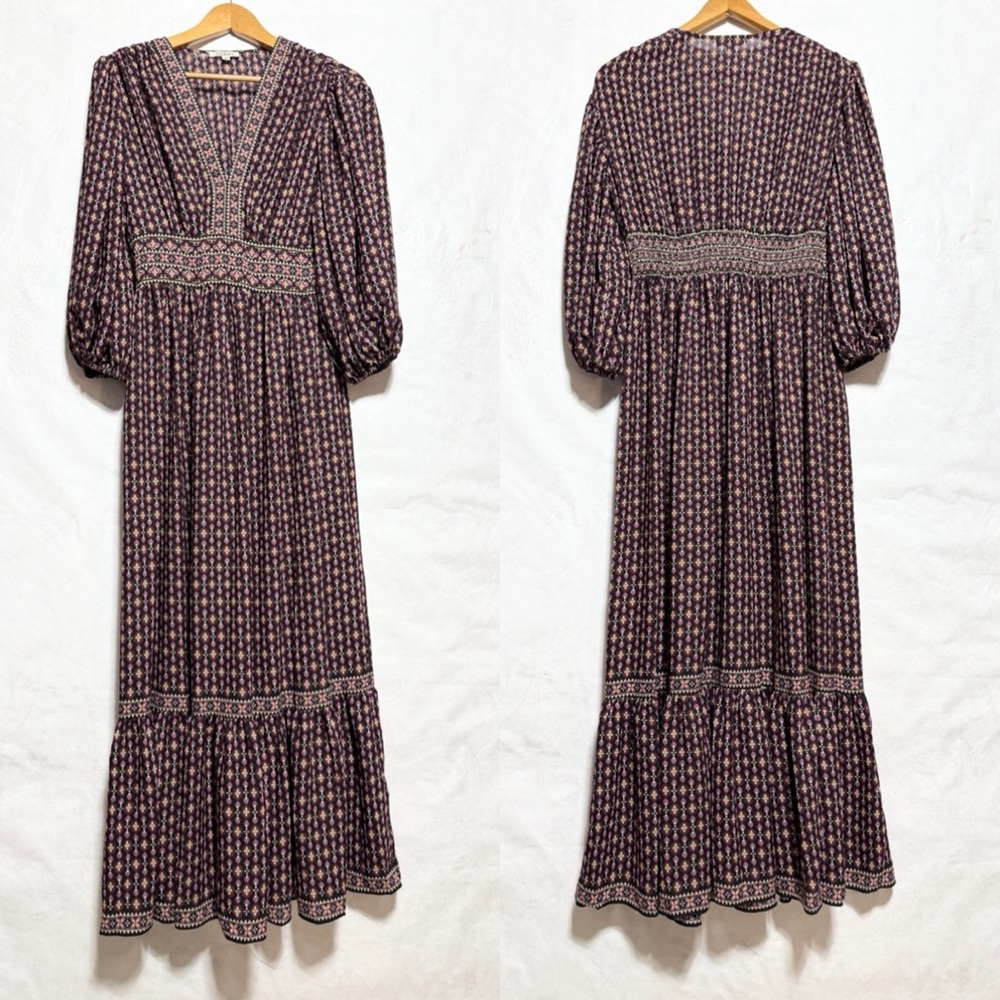 Max Studio Long Sleeve Purple Pattern Dress